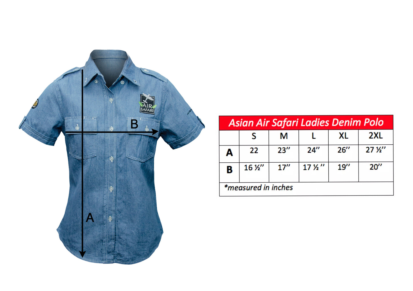 Ladies Denim Polo - Asian Air Safari x Rudy Project